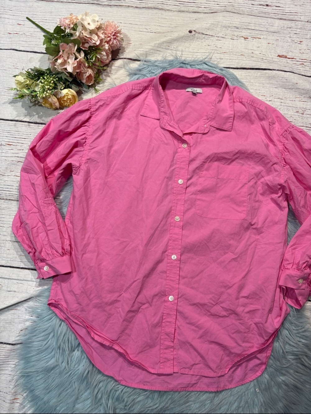 rails janae hot pink button front poplin blouse - Picture 6 of 9